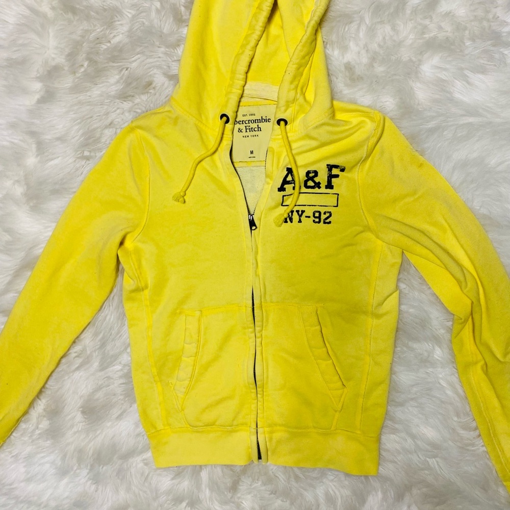 Abercrombie & Fitch Bright Yellow Zip-Up Hoodie
